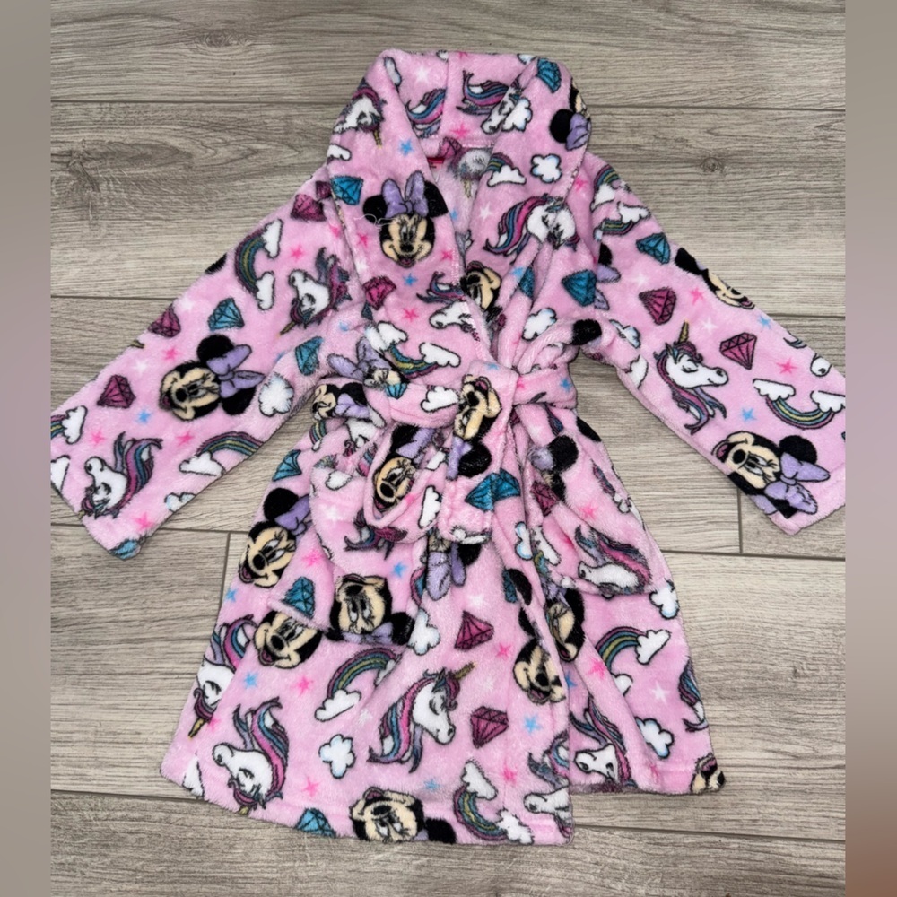 Pink MINNIE MOUSE Unicorn and Rainbow Fleece Robe